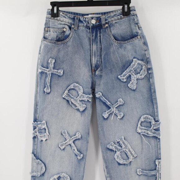 Racer worldwide jeans Women's 26 L32.5 Washed Ice Patch denim cotton streetwear - Picture 2 of 14